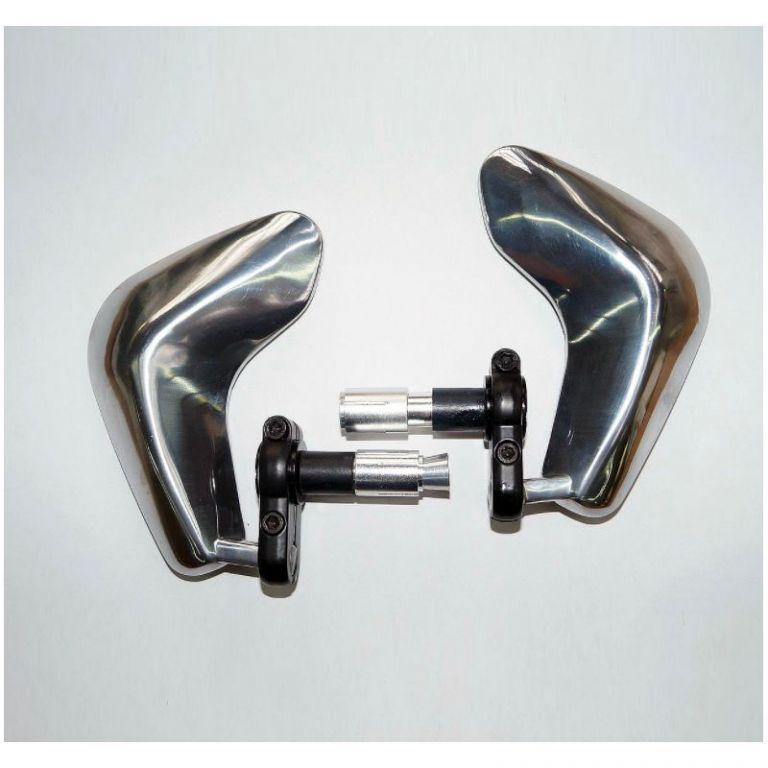 COUPLE BAR END REAR VIEW MIRRORS (Left/Right) glossy aluminium FAR