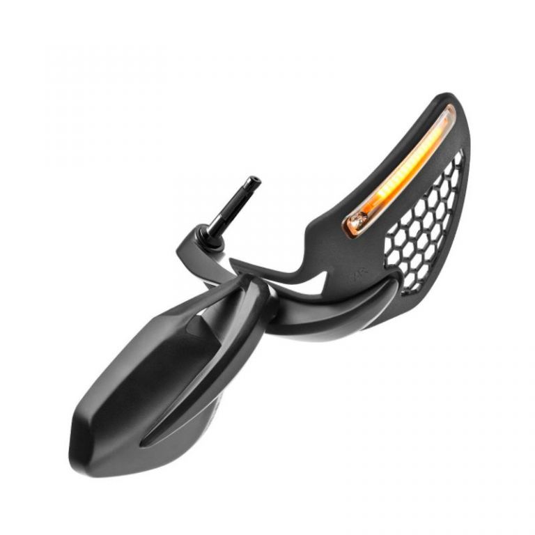 "Viper Shield Lever with Led and Mirror" UNIVERSAL BAR END REAR VIEW MIRROR (Left) black FAR