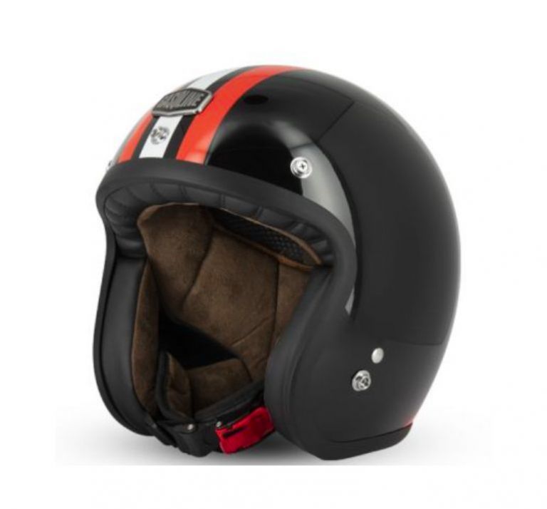 CASCO JET CAFE RACER S250 (nero/rosso/bianco brillante)