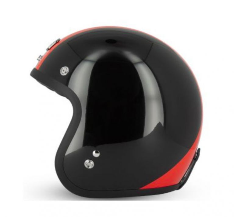 CASCO JET CAFE RACER S250 (nero/rosso/bianco brillante)