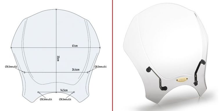 UNIVERSAL TRANSPARENT SCREEN 35 x 41 cm (H x W) to be combined with the specific AL8204A fitting kit