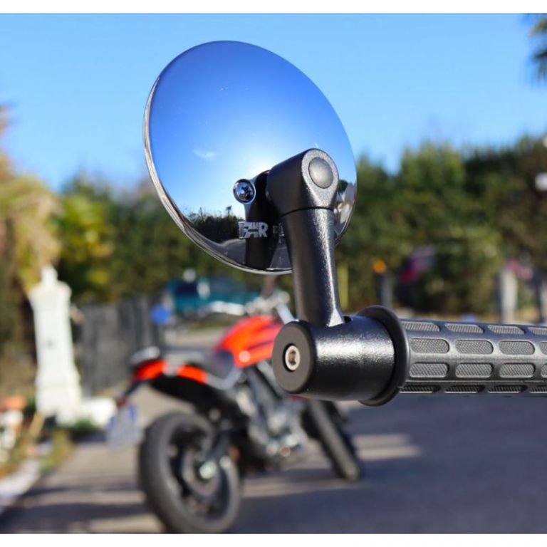 "New minimal long Rod" UNIVERSAL BAR END REAR VIEW MIRROR (Right/Left) chrome FAR